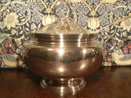 Silver plate tureen and ladle